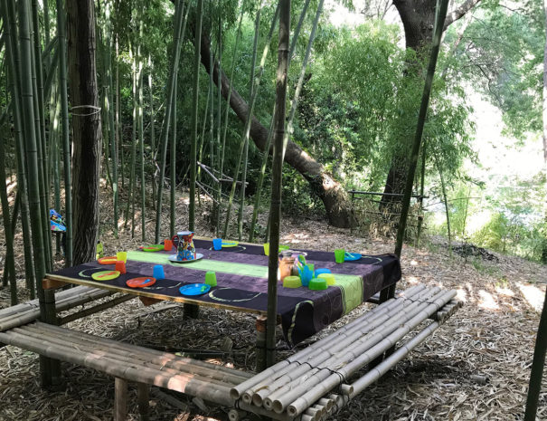 Table de pique-nique au bord de la rivière